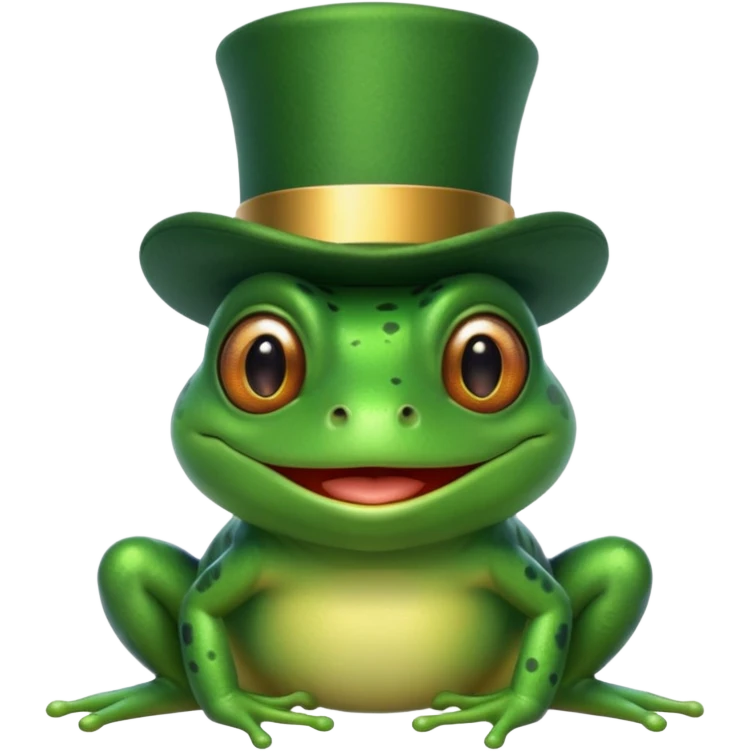 Frog in Green Top Hat – cheerful frog with shiny emerald top hat. emoji