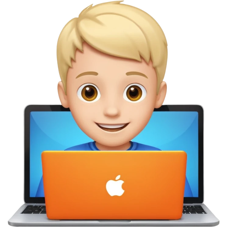 Make in Apple style a boy stay in laptop emoji