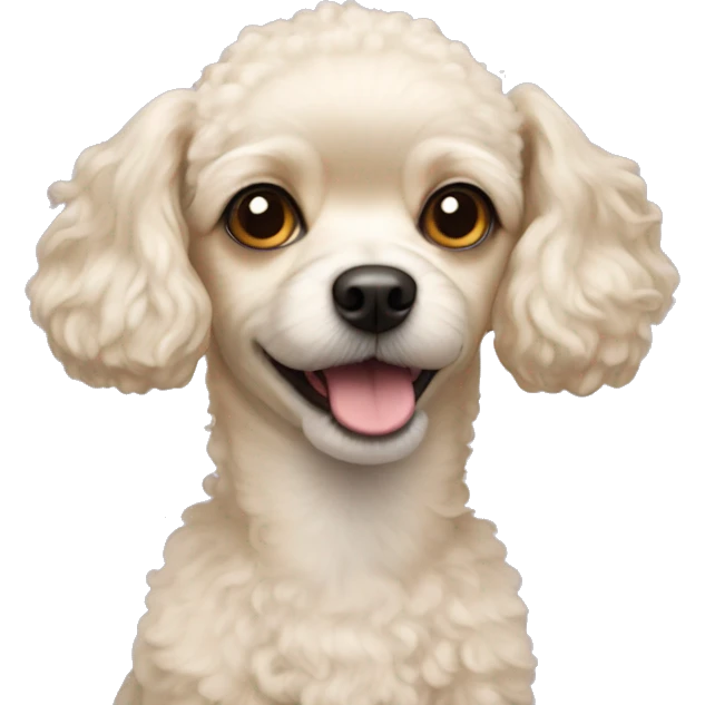 a poodle chihuahua mix with crème color short fur  emoji