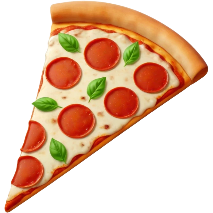 Italian cuisine HUMANLESS avatar in bright emoji-style illustration. Pizza slice or pasta, red green colors, simple shapes, flat design, cheerful and expressive. emoji
