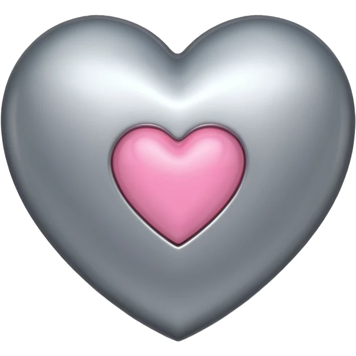 silver heart with one pink mini heart inside of it  emoji