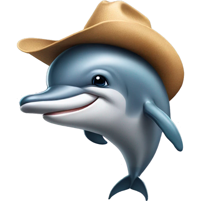 Dolphin wearing a cowboy hat emoji