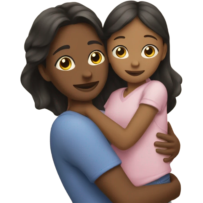 Mother huggings with a girl emoji