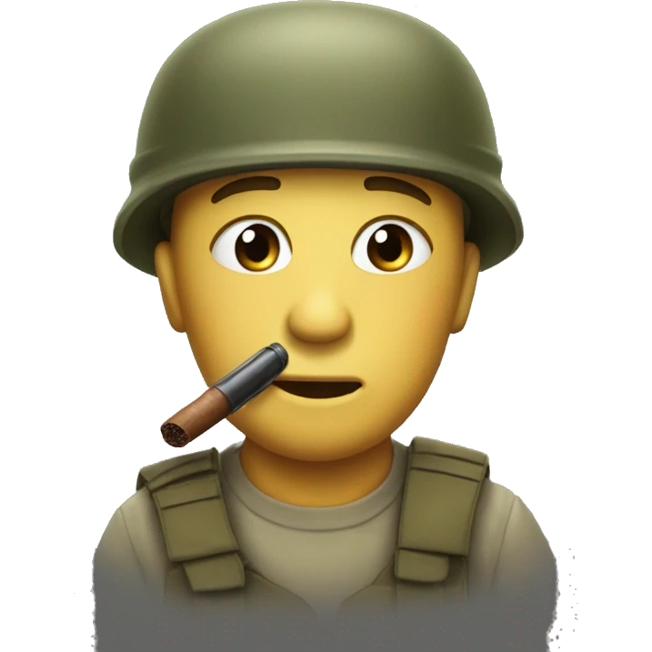 Cropped and asked, awaiting response. They should make a smiley emoji with an army helmet, face paint and a stogie butt clenched in its teeth. emoji