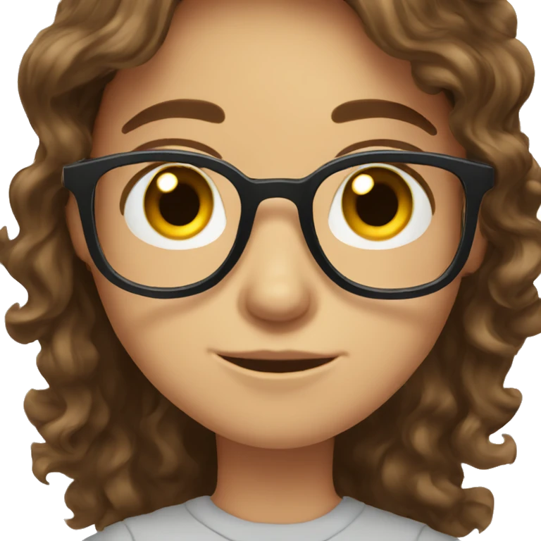 brown hair brown eyes glasses wavy hair emoji