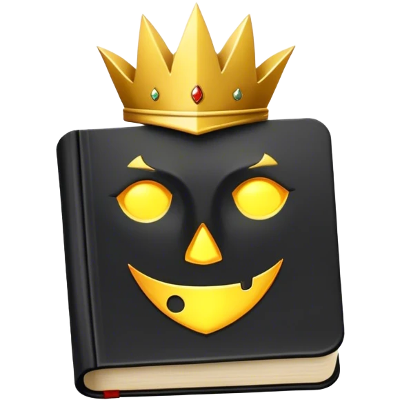Un libro negro mate con detalles en dorado profundo o rojo oscuro, irradiando una sombra poderosa, con un símbolo de escudo protector, y una ligera aura de calor, reflejando el poder de vivir sin miedo.  emoji