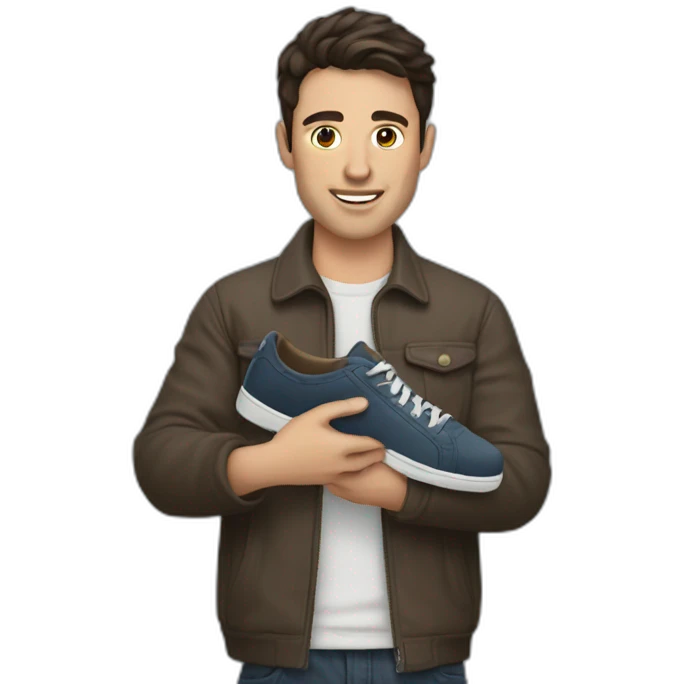 Brunette guy with a Pair of shoes in his hands  emoji