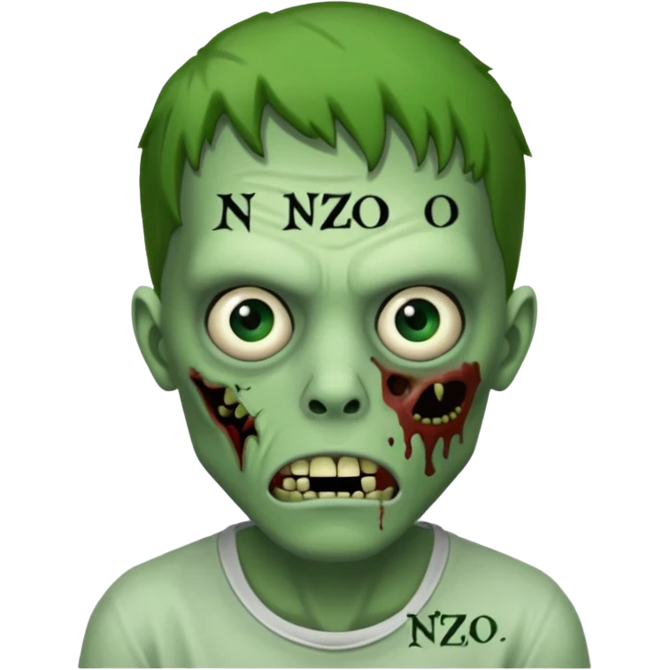Un zombie avec écrit nzo en petit a côté de son visage emoji