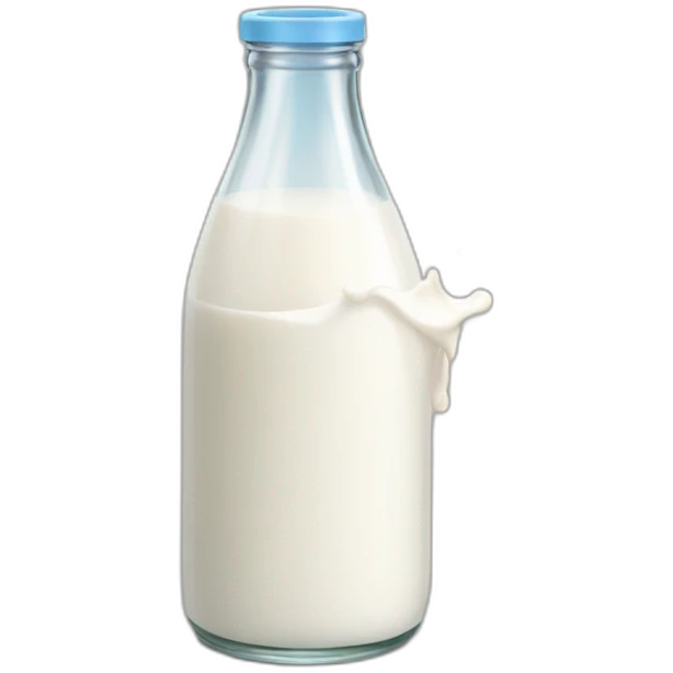 a bottle of milk dropping milk in a glass emoji