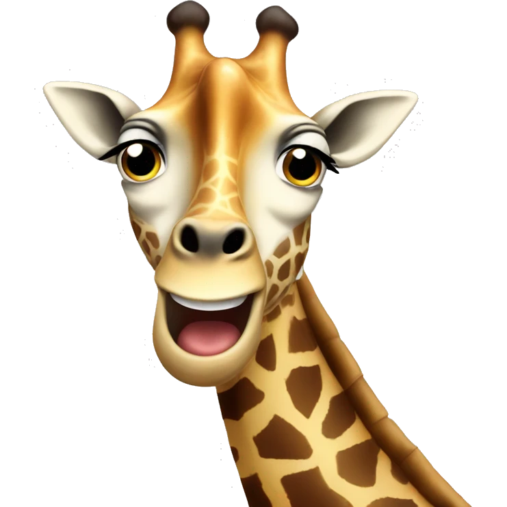 Surprised giraffe with wide eyes and mouth open in shock. emoji