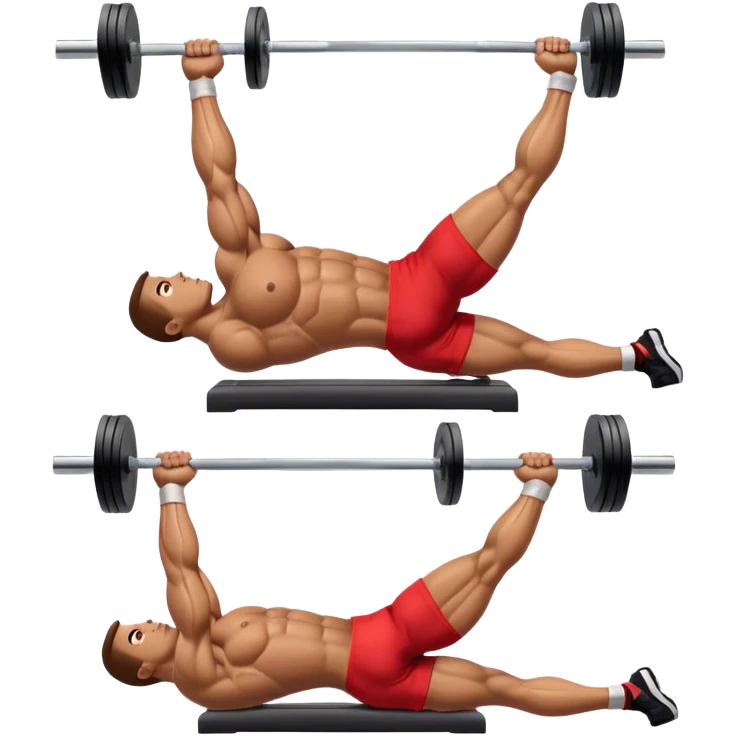 side-view bodybuilder lying down barbell glute-bridges emoji
