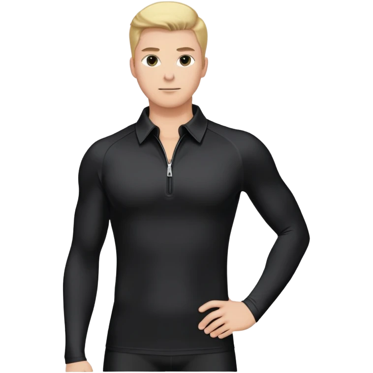 Long sleeve black spandex shirt with collar and zip to the chest emoji