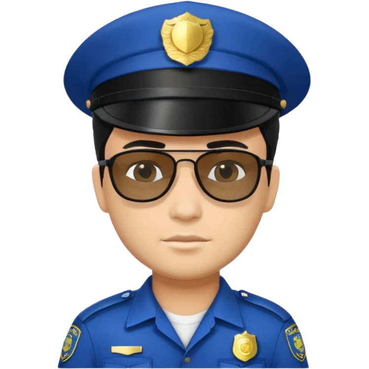 man police with hair style and hats and sun glasses black dress emoji