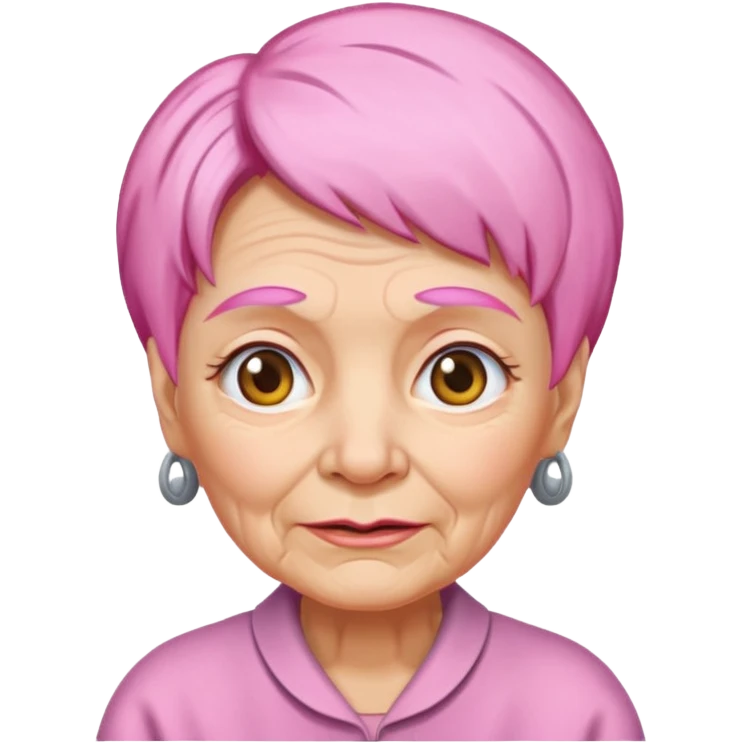 pink haired grandma with wrinkles emoji