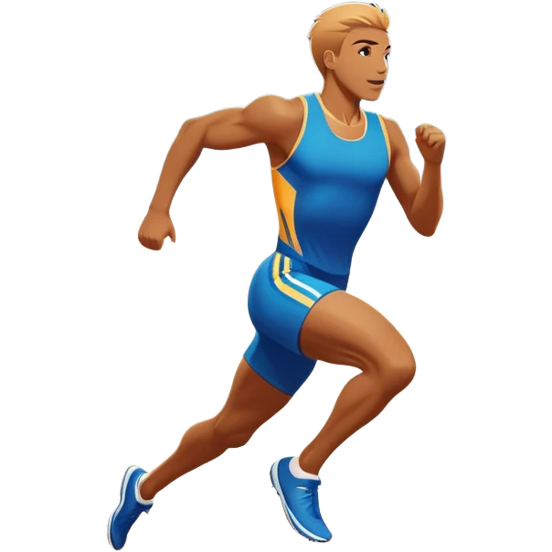 An icon featuring The background showcases a vibrant stadium with cheering fans, bright lights, and a clear sky. an athlete sprinting on a track, with powerful strides and determination. The athlete's motion is dynamic, emphasizing speed and competition. emoji