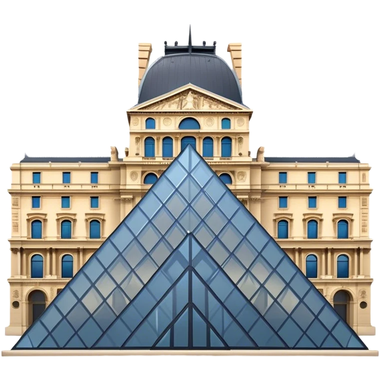 Cinematic Realistic Louvre Museum Landmark Emoji, depicted with the historic museum facade and glass pyramid rendered with lifelike detail and elegant, ambient lighting. emoji