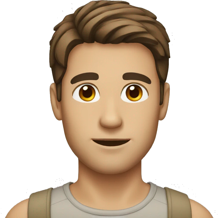 man with brown straight hair and brown eyes emoji