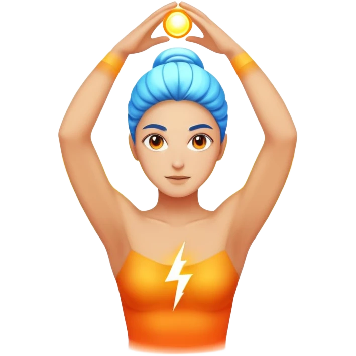 person with energy aura doing balanced movement, vibrant and vital emoji