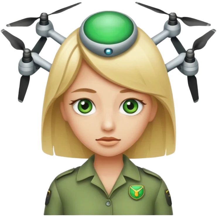 Arqueóloga rubia con ojos verdes, con un cinta métrica, lápiz, rasquetas y dron emoji