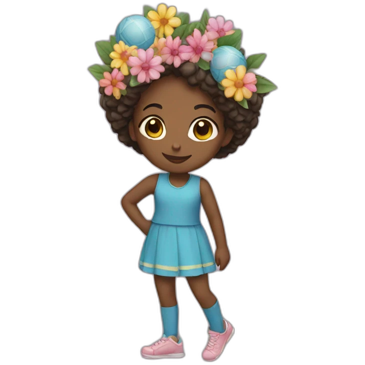 girl with flowers and balls emoji