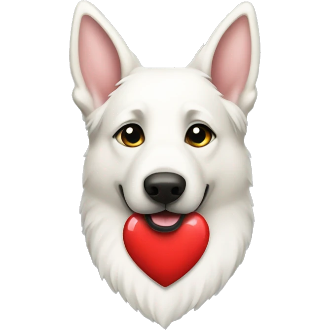 White German shepherd with heart collar emoji