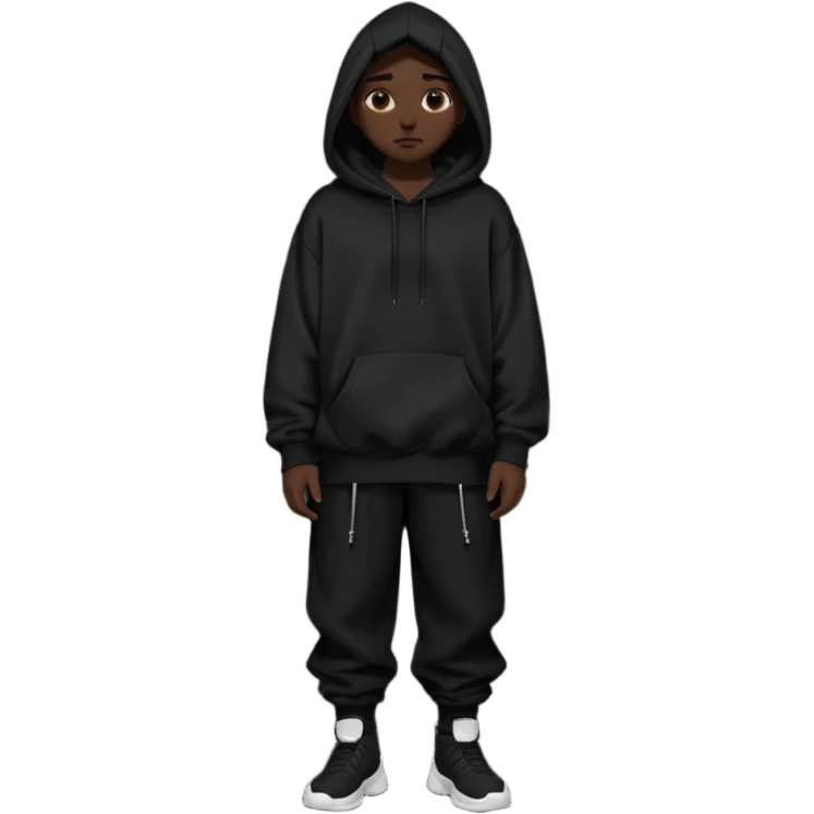 Oversized black hoodie and oversized pants dark aesthetic  emoji