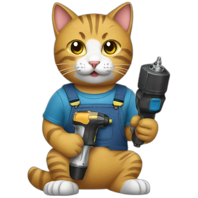 Cat holding a power drill  emoji