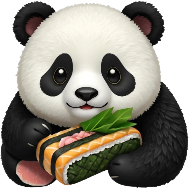 Panda eating a musubi  emoji