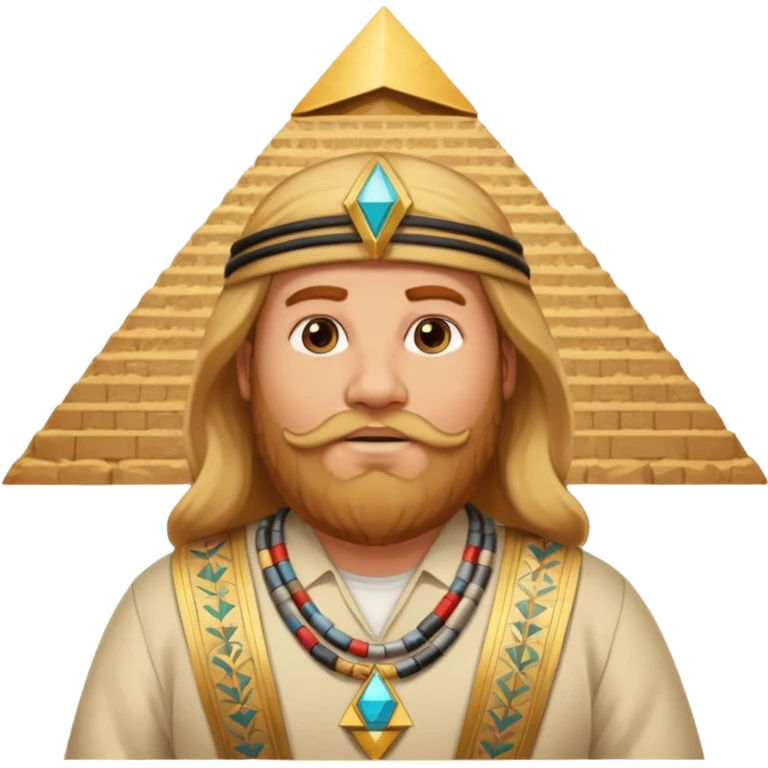 fat male blond reddish long hair agent with three-day-beard in egypt with pyramid. emoji