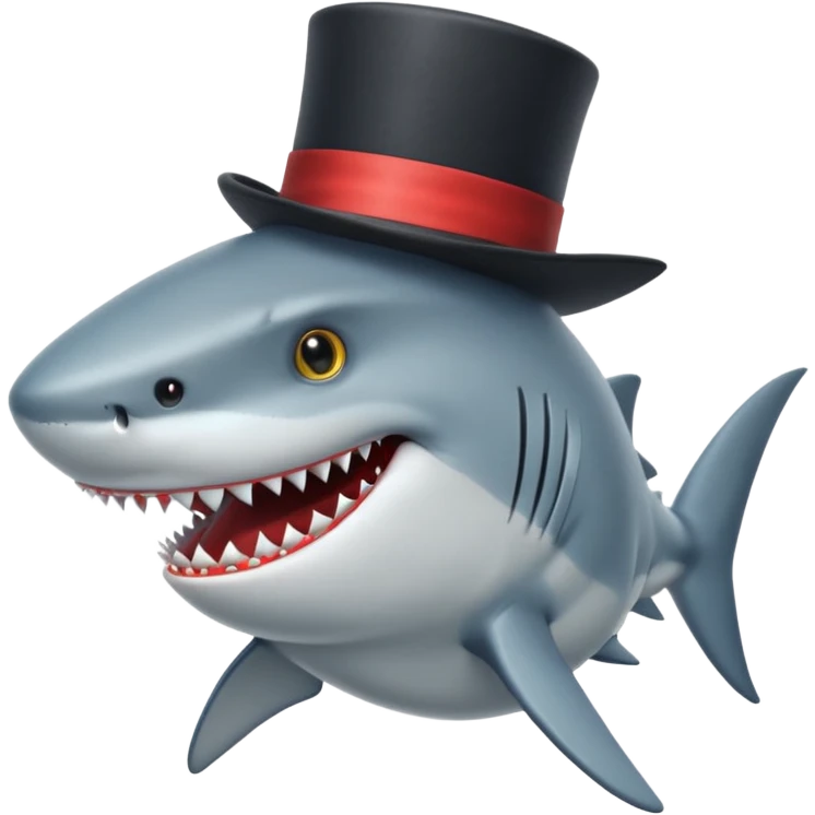 Shark with a top hat emoji