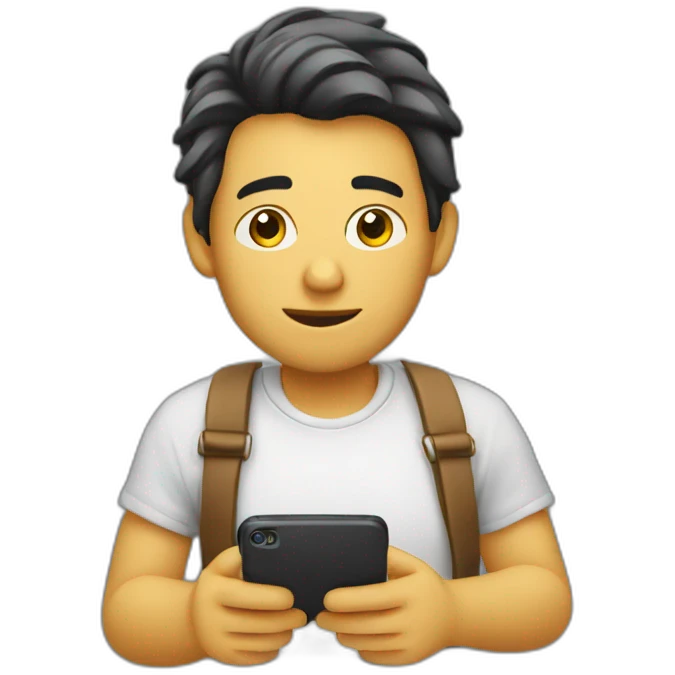 Chico editando en celular  emoji