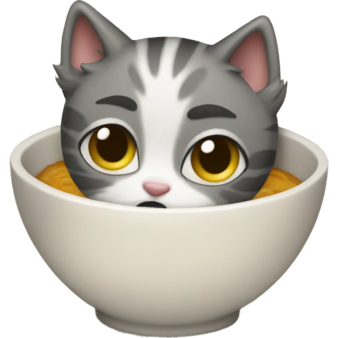 Sad to kitten in front of empty bowl emoji