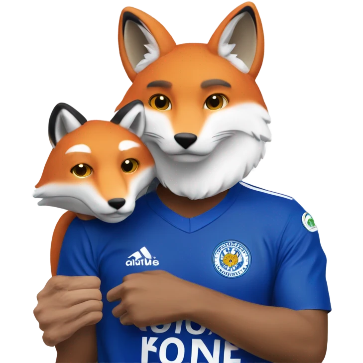 Leceister football white face supporter with fox on shoulder emoji
