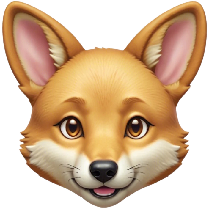 Cinematic Cute Dingo Portrait Emoji, Head tilted playfully and inquisitively, featuring a glossy sandy fur with naturally perky ears and round, sparkling amber eyes filled with curious mischief, Simplified yet irresistibly adorable features, highly detailed, glowing with a warm, friendly glow, high shine, affectionate and spirited, stylized with a touch of outback whimsy, bright and endearing, soft glowing outline, capturing the essence of a mischievous yet loving dingo, so playful it feels like it could bound out of the screen into your arms! emoji