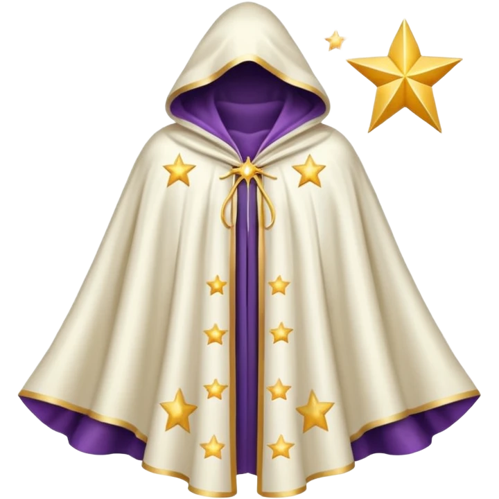 a fantasy  magic, white color with star pattern cloak emoji
