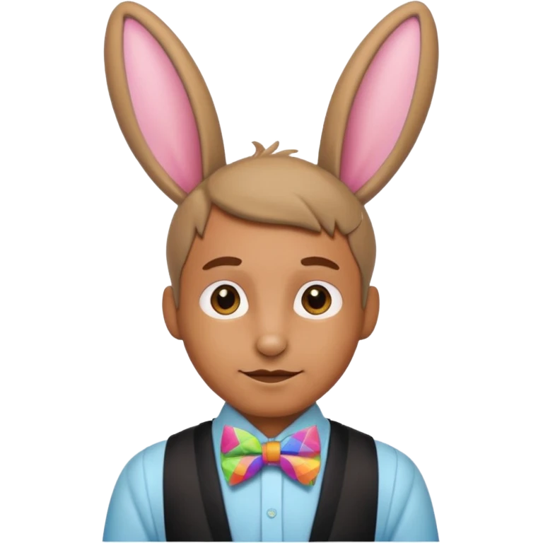 Rabbit ears and colorful bowtie wearring man emoji
