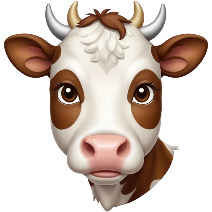 cinematic-noble-brown-and-white-cow calf-portrait-emoji,-poised-and-regal,-with-a-large,-sturdy-build-and-a-beautifully-patterned-hide-of-rich-brown-accented-by-crisp-white-patches,-deep-set-soulful-brown-eyes,-simplified-yet-sharp-and-sophisticated emoji