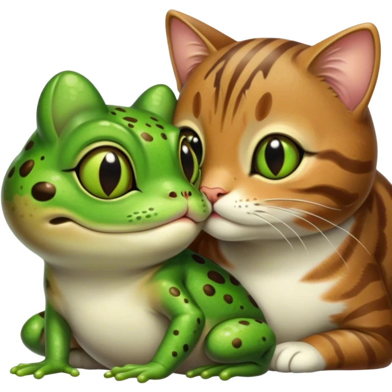 Cat kissing frog emoji