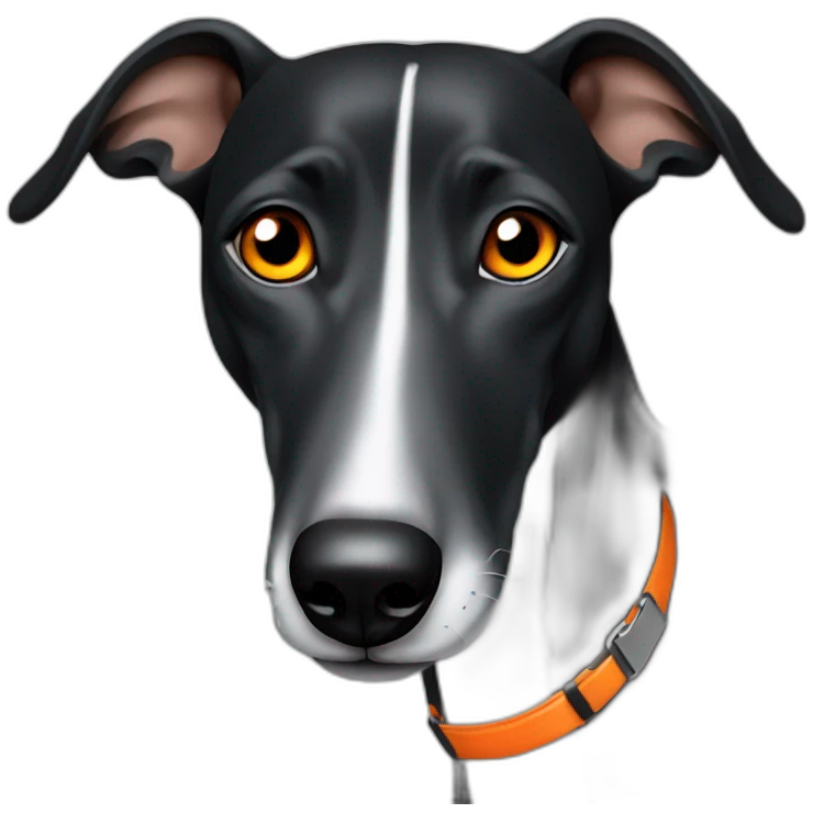 black greyhound with orange eyes emoji