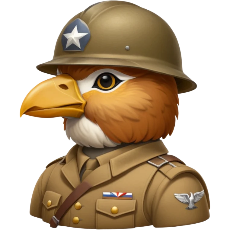 A large bird with a WW2 helmet emoji