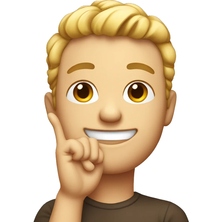 Smiling with L hand on the forhead emoji