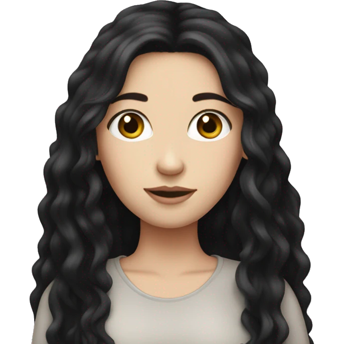 white girl with long black hair emoji