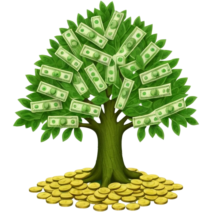 A tree with the leaves meaning money emoji