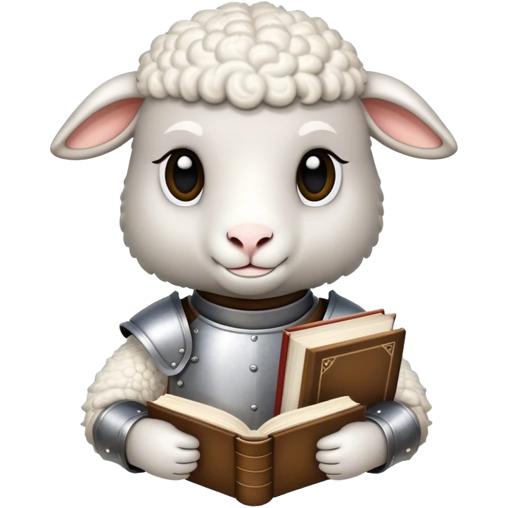 Lamb with armor reading a book emoji