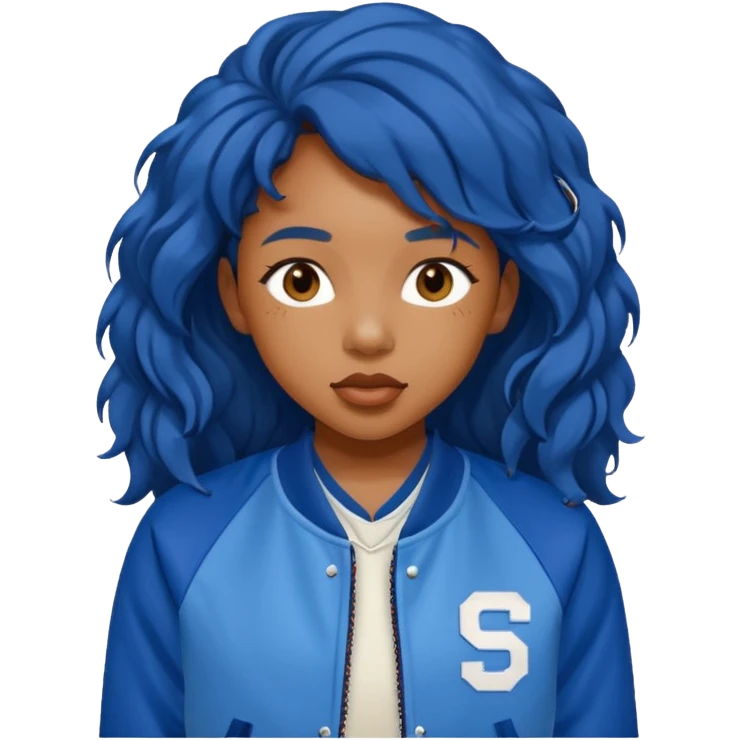 sza is wear a blue baseball jacket emoji