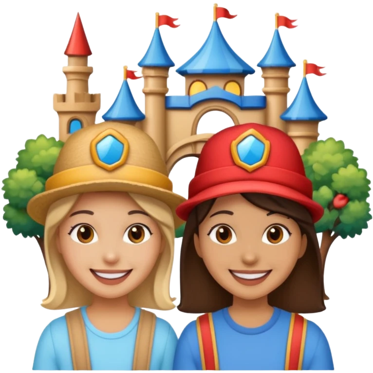photo frame of 2 friends in a theme park emoji
