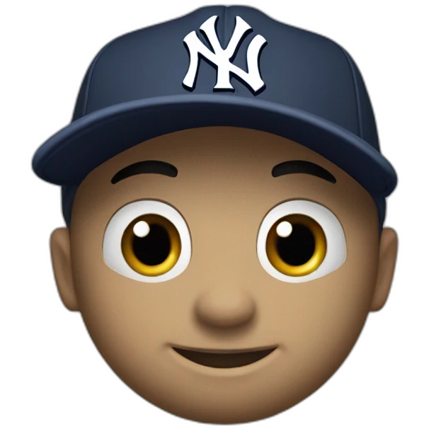 Chauve avec une casquette de baseball des yankees emoji