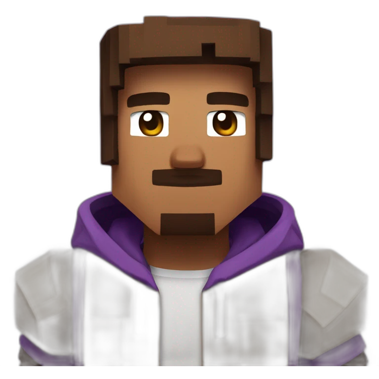 Minecraft skin with brown hair and a purple hoodie with a g on it emoji
