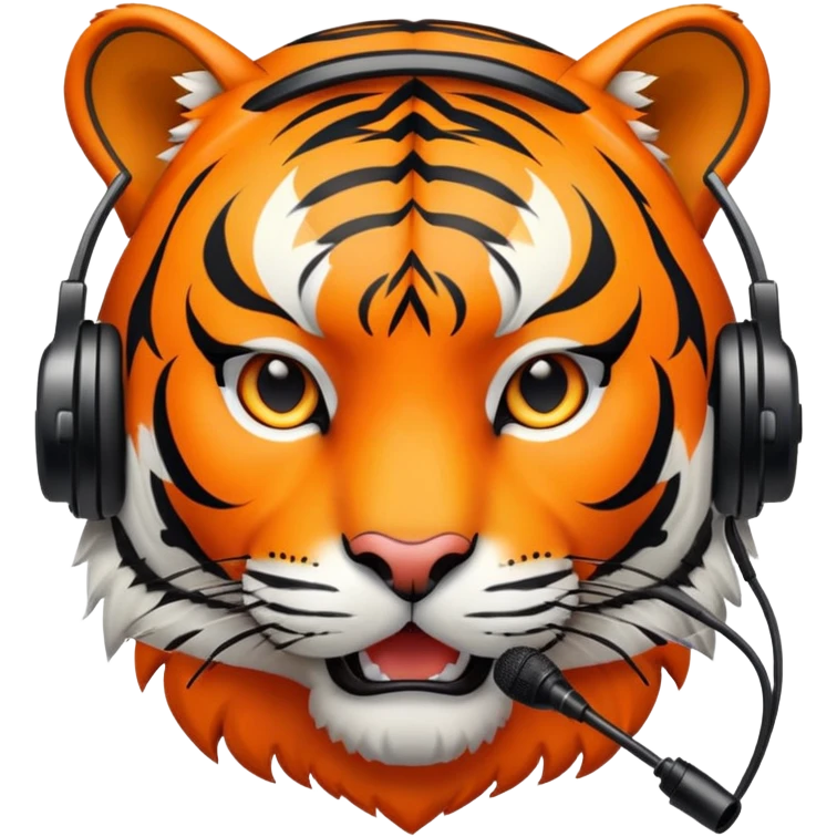 tiger face with headset and microphone for Twitch emote emoji