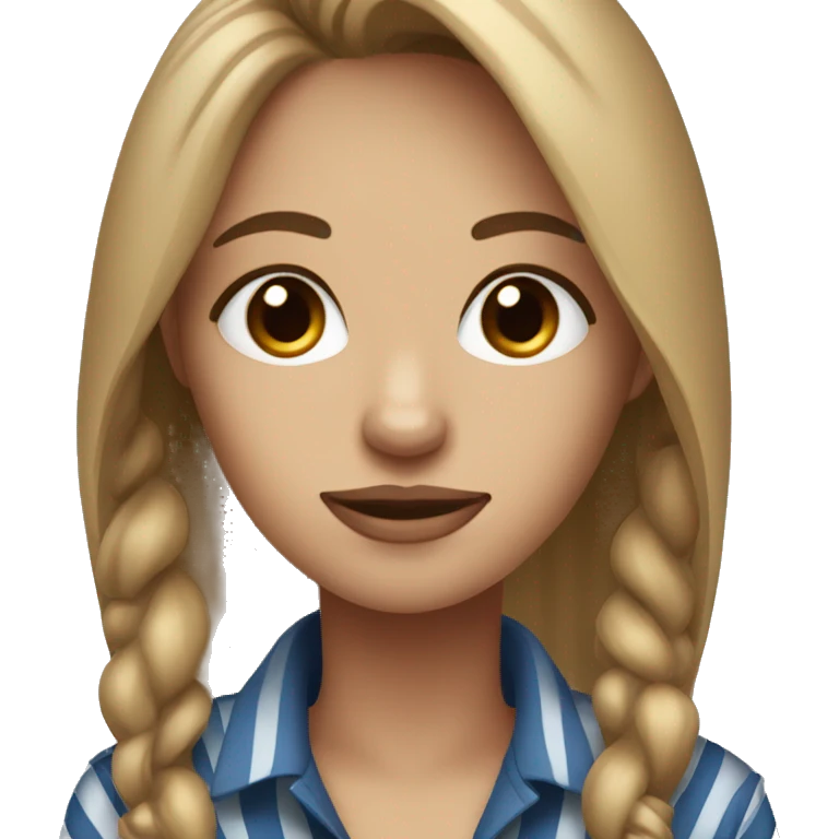 Dark blond woman with brown eyes with her dark brown striped blue eyes dog emoji